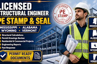 license structural engineer pe stamp for mississippi, alabama, wyoming, vermont