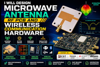 design microwave antenna, rf pcb and wireless communication hardware