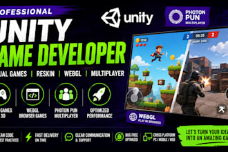 develop unity multiplayer game, photon pun game, and webgl browser game