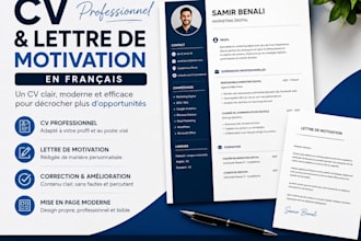 create a professional CV and cover letter in french
