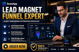 create high converting lead magnet funnel and client onboarding workflow