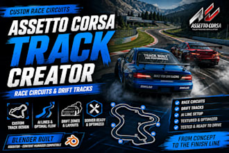 create custom assetto corsa race tracks and drift circuits in blender