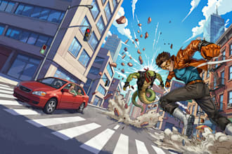 draw comic book illustrations, character designs, comic book illustrator