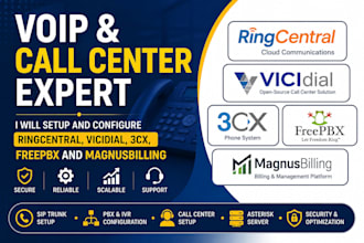 setup ringcentral, vicidial, 3cx, freepbx and magnusbilling