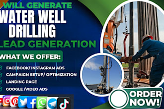 water well drilling leads, well pump installation leads, video ads facebook ads,