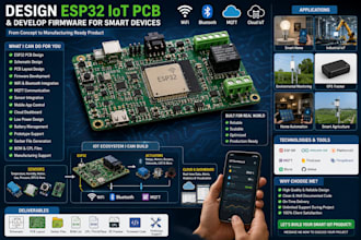 design esp32 iot pcb and develop firmware for smart devices