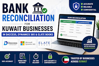 do bank reconciliation for kuwait businesses in daccess dynamics 365 elate books