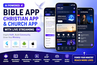 develop ai powered bible app, christian app, church app with livestreaming