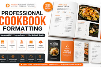 do cook book formatting for amazon KDP and ingram spark