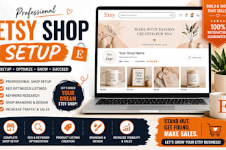 design etsy digital product, etsy shop setup, seo , etsy product listing, pod
