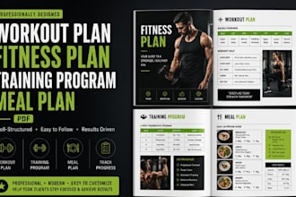 design workout plan fitness plan training program meal plan PDF