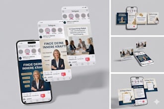 design instagram carousel, linkedin banner, web banner and tiktok shop setup