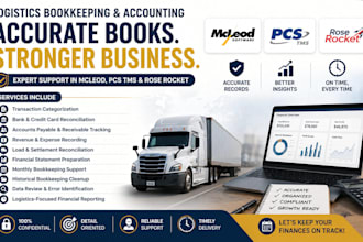 handle logistics bookkeeping and accounting in mcleod, pcs tms and rose rocket