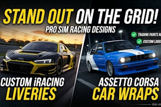 design custom livery wraps for iracing, asserto car design
