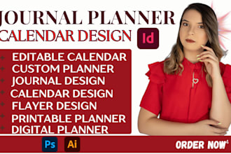 design professional journal planner,digital planner, calendar design,flayers