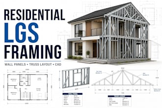 design residential lgs framing, wall panels and truss layout