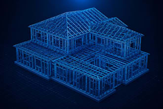 lgs light gauge steel framing for residential house, wall panel, truss layout