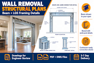 provide wall removal structural plans in lgs framing