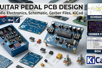 design a guitar pedal pcb schematic and gerber files kicad