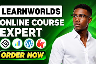 build learnworlds website, setup learnworlds online course, kajabi website