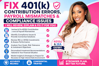 audit or fix 401k contribution errors, payroll mismatches, and compliance issues