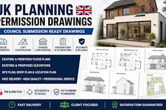 create uk planning permission drawing for house extensions and conversion