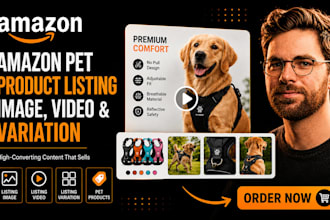 do amazon pet product listing image, amazon listing video and listing variation