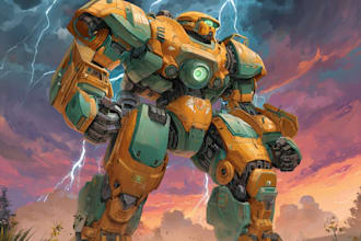 illustrate high quality futuristic mecha designs