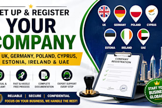 set up and register your company in UK, germany, poland, cyprus, estonia, dubai