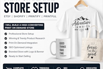 setup shopify print on demand store, website using printful