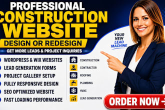 design construction website contractor roofing plumbing hvac wix wordpress site