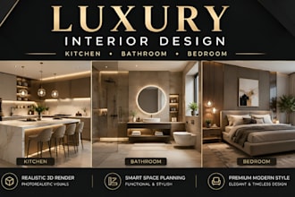 design luxury kitchen, bathroom and bedroom interiors