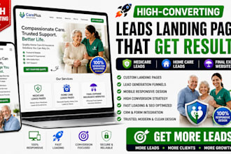 generate medicare, home care leads landing page final expense insurance website