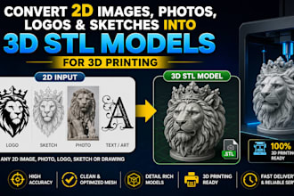 convert 2d to 3d model from image photo logo sketch to stl for 3d printing