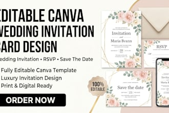 design editable canva wedding invitation card and invitation design