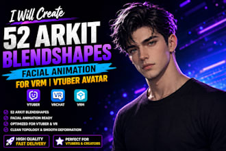 add 52 arkit blenshapes facial animation for vrm vtuber avatar, maya and blender