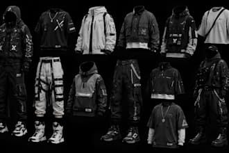 create realistic 3d second life clothing,techwear,y2k for vrchat gta,fivem,imvu