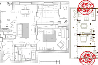 do architectural plan, floor plan and city permit drawings