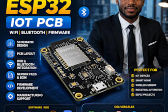 design custom esp32 iot pcb with wifi bluetooth and firmware