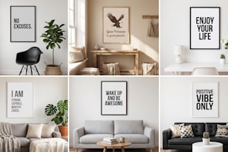 create wall art design, typography posters and printable wall art, mural art