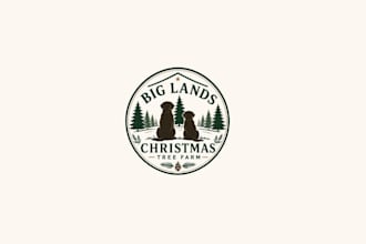 design christmas tree farm family business dog logo