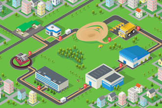 design custom 3d isometric map or vector map 3d illustration