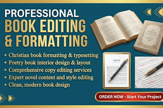 format christian book, proofread and copy edit,novel editor poetry book format