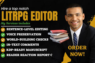 be your developmental editor for fantasy and litrpg novels and structural editor