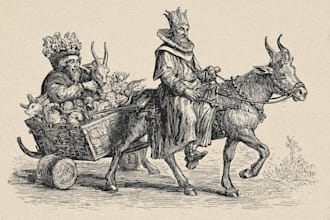 create medieval vintage line art illustration in engraving