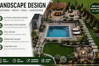 design stunning backyard, pool, garden and outdoor living spaces