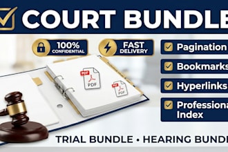 prepare court bundle, trial bundle, hearing bundle with bookmarks and index