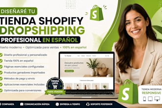 custom shopify dropshipping store optimized in spanish tienda ecommercefor sales