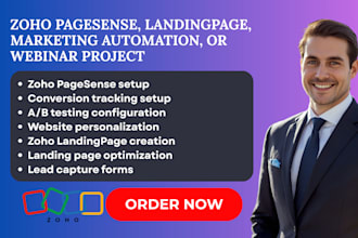 setup or fix zoho pagesense, landingpage, marketing automation and webinar