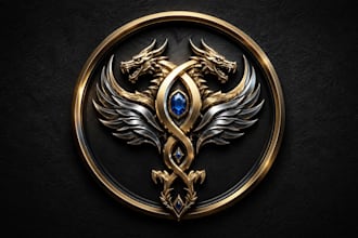 make unique 3d gold metallic silver chrome logo or replicate